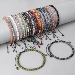 Strands Beads Bracelet Chakra Natural Stone Bracelet Agates Malachite Braided Bracelets Men Women Charm Energy Jewelry Adjustable Bangle