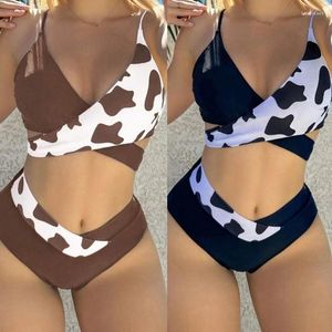 Women's Swimwear Women Two Pieces Swim Wear Including Ruched Top And High Waist Bottom Swimming Costume Set