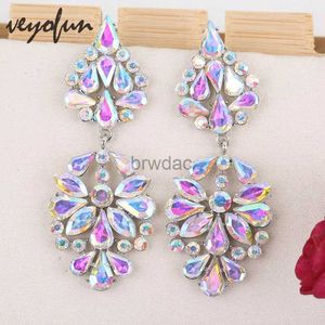 Dangle Chandelier Veyofun Luxury Lady Crystal Drop Earrings Geometric Party Dangle Earrings Fashion Jewelry for Women New Wholesale d240323