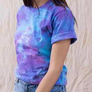 Desert Violet Sky Vintage Pastel Tie Dye T-shirt Patroon Women Fashion Casual Short Sleeve Tee Mens Summer Trend Top Unisex Plus Size S-5XL