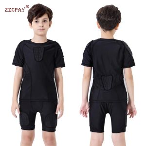 Sets/Suits Children's Boy Thicken Sports Shirt Shockproof Football Basketball Protective Gear Chest Rib Armor Hip Back Protector Crash Suit