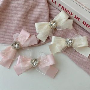 Clip per capelli coreani Y2K Rhinestone Heart Clip bowknot Ribbon per le donne Accessori estetici per ragazze lolita