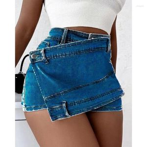 Frauen Jeans Sommer Mode sexy hohe Taille schlanker fit unregelmäßiger Freund kurzer Vintage -Jeansrock für Frauen 2024 Y2K Ins Kleidung
