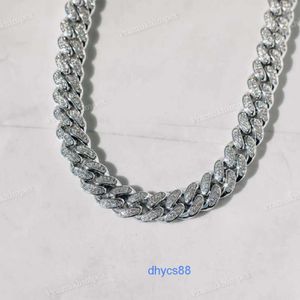 Hot Selling Hip Hop Round Cut Moissanite Cuban Chain White Gold Iced Out Necklace For Men Charm Diamond Custom smycken Partihandel