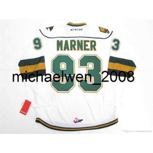 Kob Weng Stitched Custom Marner 93 London Ohl White CCM Premier 7185ホッケージャージーステッチ