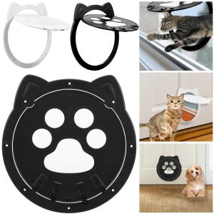 Burar Pet Door Cute Cat Paw Shape Dog Cat Flap Door With 4 Way Security Lock Flap Door For Dog Cats kattunge Små Pet Gate Doors