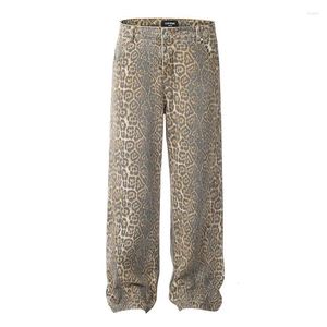 Men's Jeans Vintage Baggy Hip Hop Printed Pants Washed Harakuju Hi Street Denim Trousers For Male