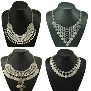 Halsband multistyle vintage mynt choker halsband för kvinnor boho afghansk etnisk zigenare infödda stamklänning turkiska pakistanska indiska smycken