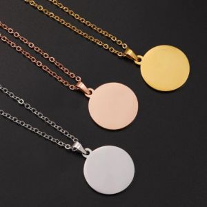 Necklaces 10Pcs 1530mm Blank Round Discs Pendant Necklaces Gold Plated Chain Necklaces For DIY Custom Name Logo Women's Men's Jewelry