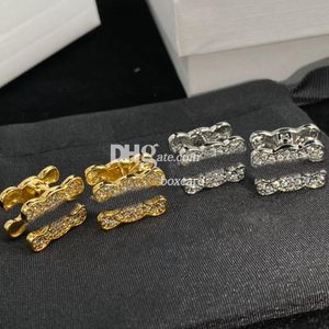 CHARM Diamond Küpe Çıtaları Lüks Altın Mektup Rhinestone Küpeler Kutu Doğum Günü Noel Hediyesi