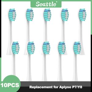 Heads Ny typ 10st -ersättning för Apiyoo P7/Y8 Tandborstehuvuden Elektrisk tand Dupont Soft Brush Heads Smart Clean Head Munstycke