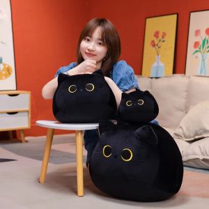 Oyuncaklar 18cm/40cm/55cm kara kedi şekilli yumuşak peluş yastıklar bebek güzel çizgi film hayvan doldurulmuş oyuncaklar kızlar doğum günü hediyeleri süslemeleri