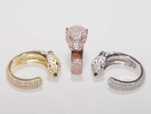 Роскошные животные унисекс стерлинговые серебряные карты Полное бриллиантовое леопардовое кольцо универсальное и уникальное изысканное с оригинальными кольцами корзины