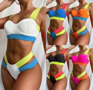 Kontrastbandage Bikini Frauen039s Hard -Colad Steel Support Swimsuit3769579