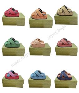 Women Denim Multicolor Slippers Luxurys Designers Sandals 2021 Summer Beach Platform Shoes Crosstype Printing 35 to 402707583