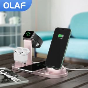 Chargers Wireless Charger Stand para iPhone 13 12 Carregamento rápido 10W 6 em 1 Estação de carga multifuncional para AirPods Apple Iwatch Huawei