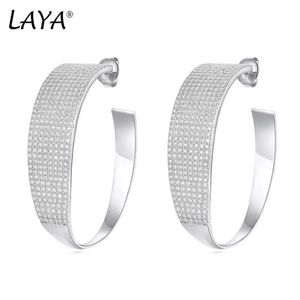 CAMBINO LAYA Classic Wide Silver Color Big Copper Big Hoops Orecchini di dichiarazione zirconia