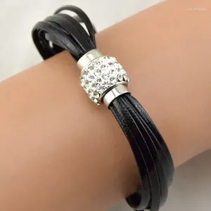 Charm Bracelets Modearmband für Frauen DIY Magnet Mehrschichtiger Leder Femme