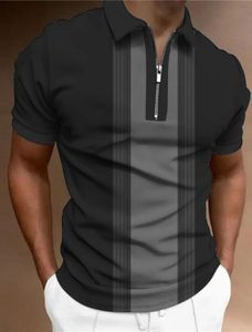 Mens Golf Shirt Summer Tops Daily Short Sleeve Rands Plain Clothing Temperament Flip Collar Zipper T 240419