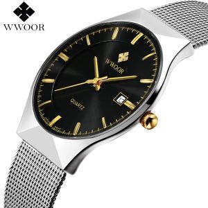 시계 VIP WWOOR8016 ULTRA THIN FACHION MALE WRESTWATCH 최고 브랜드 럭셔리 비즈니스 시계 방수 ScratchResistant Men Watch