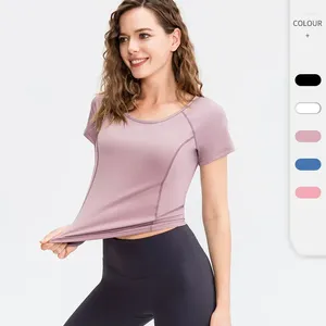 Camisas ativas mulheres ioga de ioga em execução de ginástica de ginástica Topshort Sleeve Stretch Casual Casual T-shirts esportes de fitness