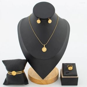 Necklace Earrings Set 18k Gold Color Jewelry For Party Dubai Kids Baby And With Bracelet Ring Weddings Gifts