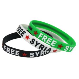 Stränge 1PC Hot Sale Mode kostenlos Syrien Silikon Armband gefüllt in Farbe Red Star Armband Bängel Frauen Männer Geschenk Schmuck Sh084