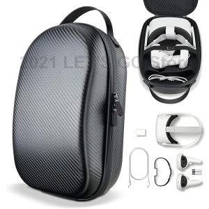 Bags VR Gaming Headset & Touch Controller Storage Bag Carbon Fiber Carrying Case for Oculus Quest 2 / Elite Strap Edition / Quest