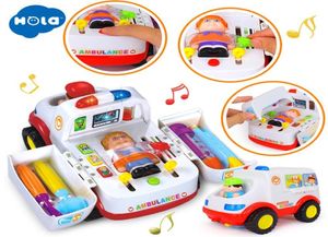 HOLA 836 Ambulance Car Toy with Music Lights for Baby Toddlers 1324 month 2in1 Pretend Doctor Toy Set Kit for Children Boys Y4473651