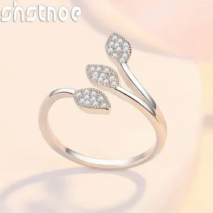 Cluster Rings Shstone 925 Sterling Silver Leaf Zircon Ring for Ladies Dinner Party Fashion Jewelry