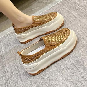 Casual Shoes Slip-On Shoe for Women Summer 2024 Style Lazy People delade läder grunt fast färg