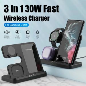 Chargers 3 in 1 Wireless Charger Stand for Samsung Galaxy S23 S22 21 Ultra S20 30W Fast Charging Dock Station Watch 6 /5 Holder Buds2 Pro