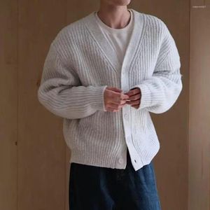 Sweaters masculinos homens chiques cardigan outono de inverno suéter casual estilo japonês bonito