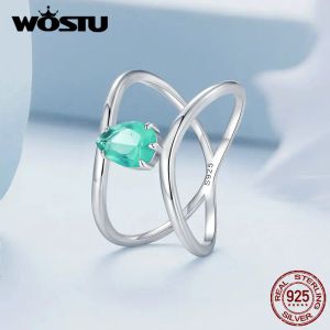 Rings WOSTU Original 925 Sterling Silver Double Drop Ring Infinite Love Wedding Engagement Party for Women Fine Jewelry Gift FNR418