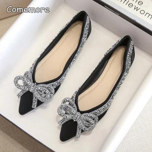 Scarpe casual Comemore Donne Eleganti Fashion Ballet piatto Bling Crystal Bowtie Punte Punta Pompe Sandali estivi da donna