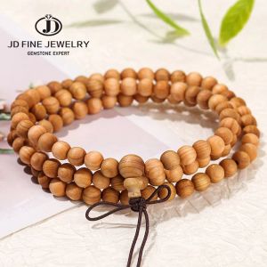 Strands JD Natural Thuja Wooden Buddha 108 Beads Bracelets Women Men Vintage Handmade Yoga Prayer Meditation Wrist Mala Bracelet Jewelry