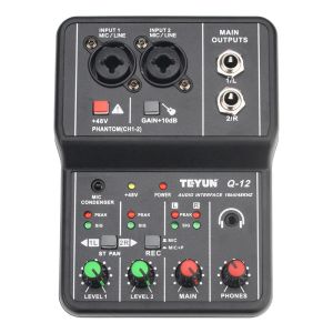 Equipment Professional Audio Interface Sound Card Computer Electric Guitar Live Recording Audio Equipment för Studio Singing Q12