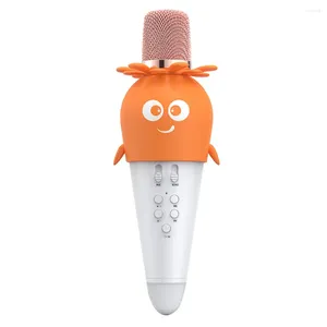 Microfones Bluetooth Microfone sem fio O alto -falante de microfones com luzes de luz LED Função de Karaokê para crianças laranja