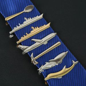 Clip uomini in lega in metallo oro cravatta cravatta craspide delfino aeroplano forcella a forma di cucchiaio clips clip per la festa di nozze per la festa di nozze per spillo