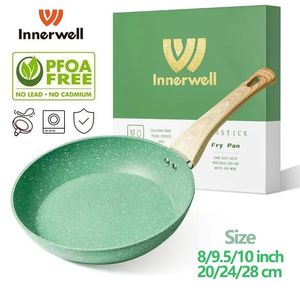 Innerwell Home Kitchen 89511 Inch Nonstick Frying Pan Skillet Egg Pot Non Toxic Healthy Stone Cookware Compatible All Stoves 240415
