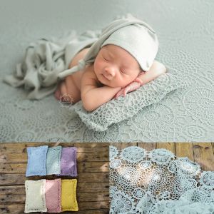 Kudde nyfödd fotografering prop filt kudde studio tillbehör set handgjorda fotografering baby foto posera beanbag täckning vävtyg