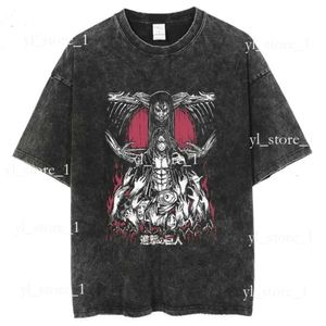 Designer -Männer T -Shirts Anime Angriff auf Titansäure Wash -Themsgrafik -T -Shirts Sommer Hip Hop Harajuku Street Übergroße Tops Baumwoll Manga Vintage Tees für Mann 2917