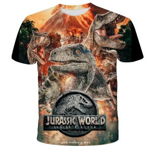 Camisetas infantil garotas meninas dinossauros tshirts 3d desenho animado jurássico mundial dinossauro camiseta crianças presente de aniversário tshirts roupas de bebê