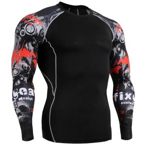 Camisetas de camisetas de esportes Man Man Manga Longa Ginástica Fiess esportiva Camista Dry Fit Men Treinando Treperas de Compressão Rashguard Rashguard