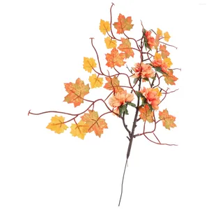 Dekorativa blommor dekorera konstgjorda plockar materiella tacksägelse Silkduk Fall Leaves Branch Stem