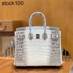 Himalayan Platinum Bag 2024 White Nile Crocodile Skin Bag Women's Bag Handmade Genuine Leather