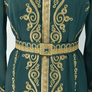エスニック服マキシドレスカフタンフローラル刺繍女性ファッションジェラバイスラム教徒ドバイ長袖アバヤレディースイブニングドレス