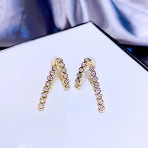 Studörhängen migga design enkel kubik zirkon kristallguld färg dubbel sidor mode kvinnliga smycken