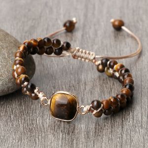Strands Bracelet de pedra do olho natural de tigre natural Mini contas de 4 mm de ioga pulseira de pulseira