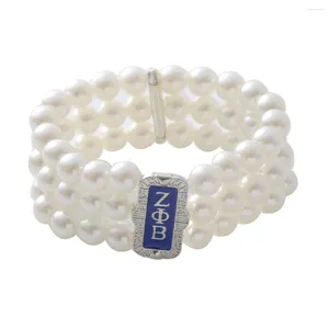 Link Bracelets Regola strati Lettere greche perla donne Zpb club zeta phi sorority gioielli per donne